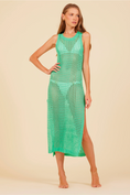 Charger l'image dans la visionneuse de la galerie, Summer Green Crochet Cover-Up with Slit