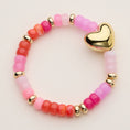 Charger l'image dans la visionneuse de la galerie, Glass Bead Bracelet with Gold Heart