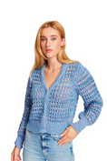 Charger l'image dans la visionneuse de la galerie, Scarlet Crochet Cardigan – Cotton-Blend Knit