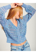 Charger l'image dans la visionneuse de la galerie, Scarlet Crochet Cardigan – Cotton-Blend Knit