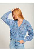 Charger l'image dans la visionneuse de la galerie, Scarlet Crochet Cardigan – Cotton-Blend Knit
