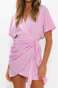 Charger l'image dans la visionneuse de la galerie, Elanor Pink Mini Dress – Wrap V-Neck