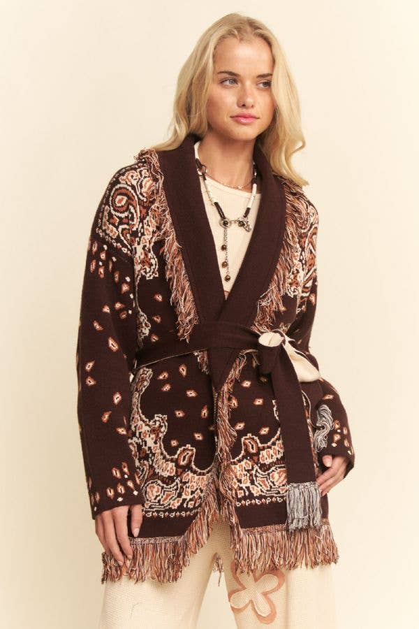 Fringe Belted Cardigan