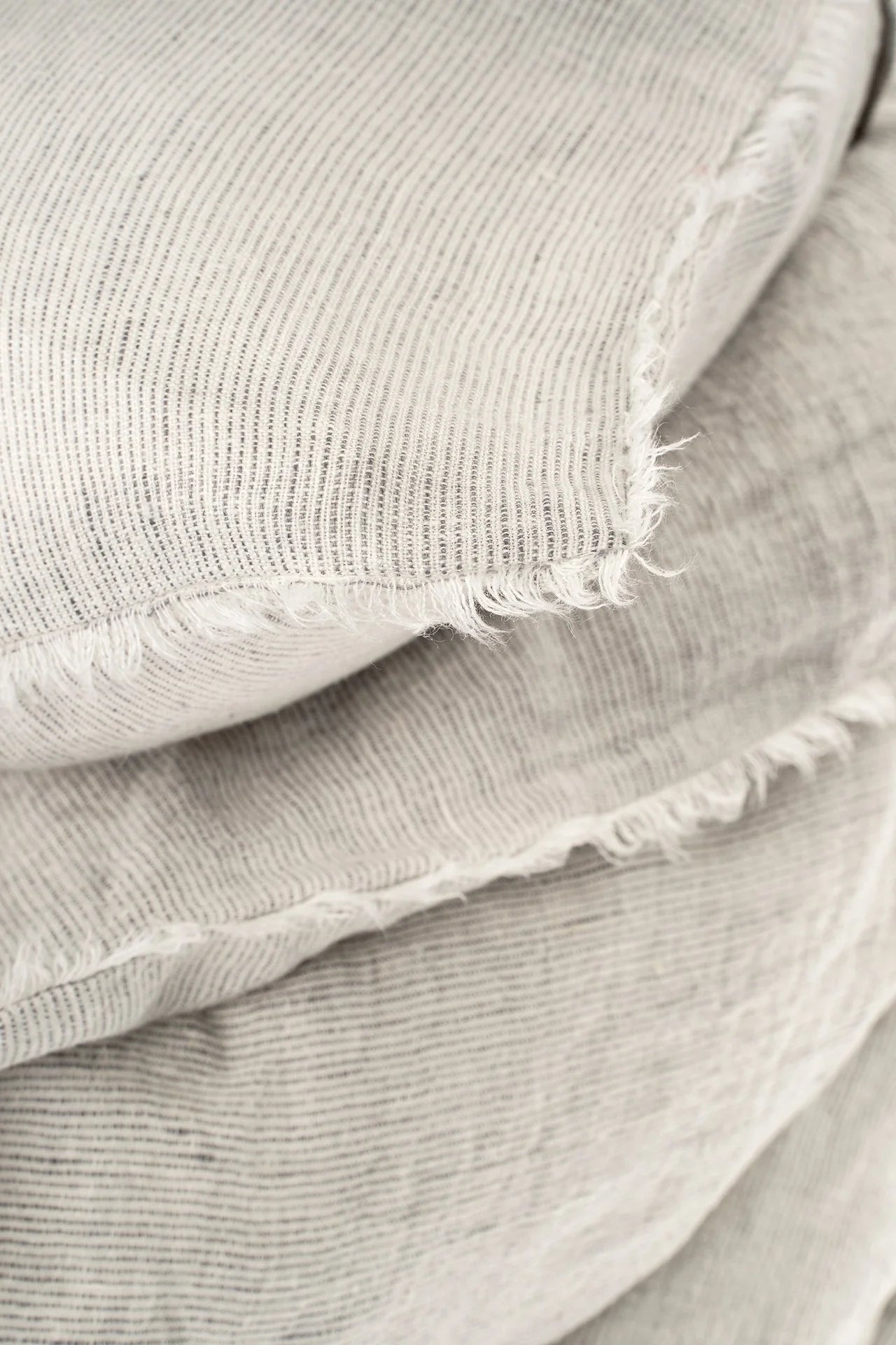 Lina Linen Queen Duvet Set - Grey Stripe