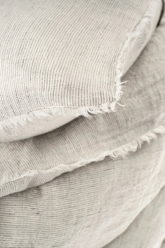 Lina Linen King Duvet Set - Grey Stripe