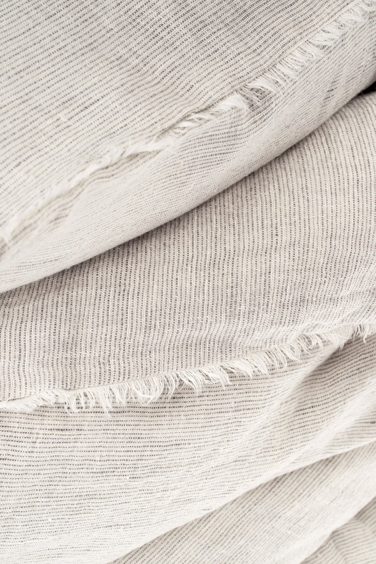 Lina Linen Queen Duvet Set - Grey Stripe
