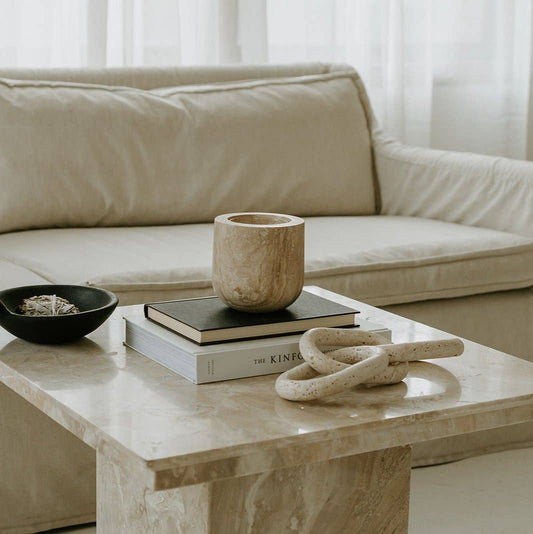 Beige Travertine Refillable Candle