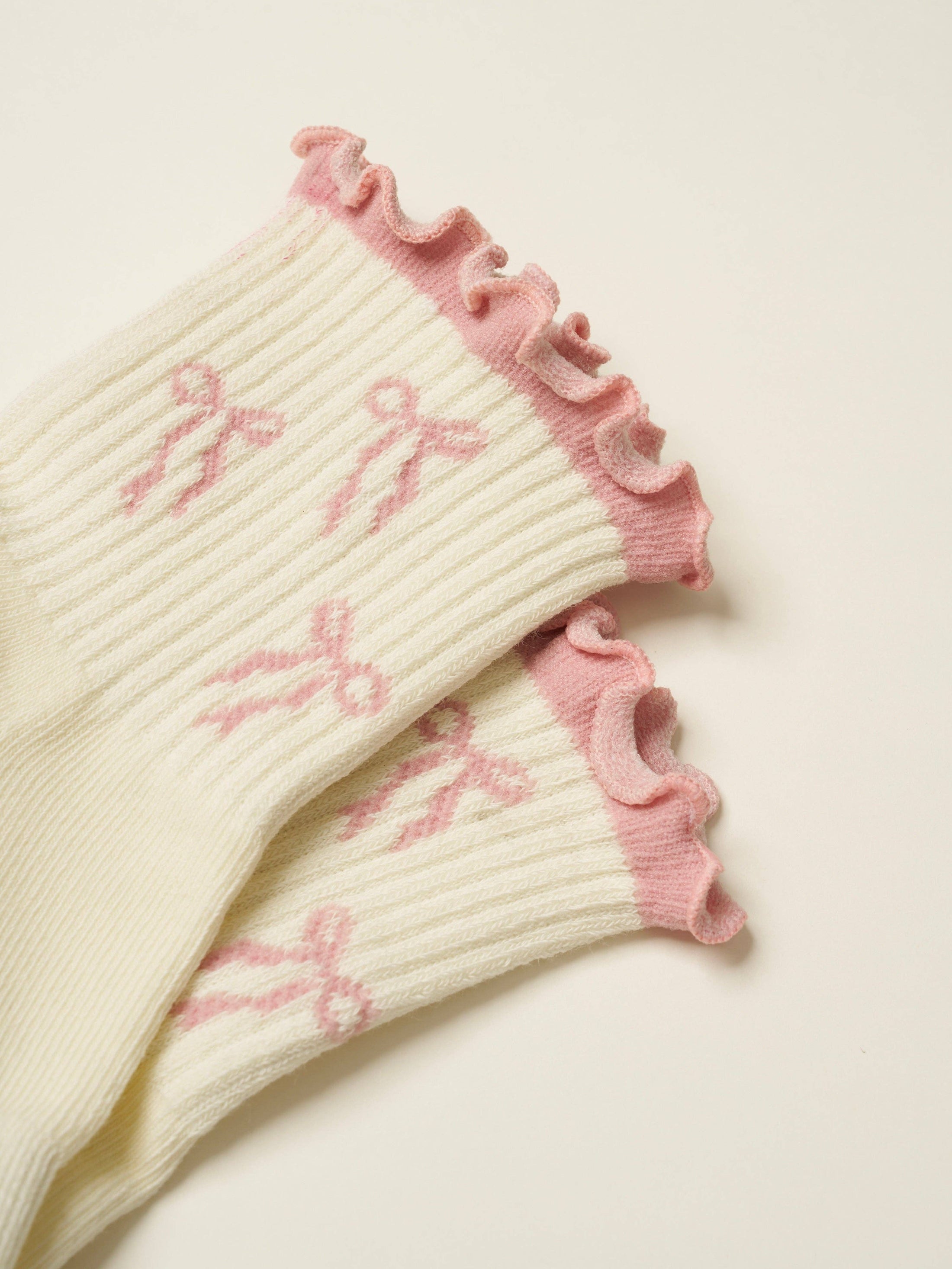Bow Ruffle Pilates Grip Sock - Soft Pink