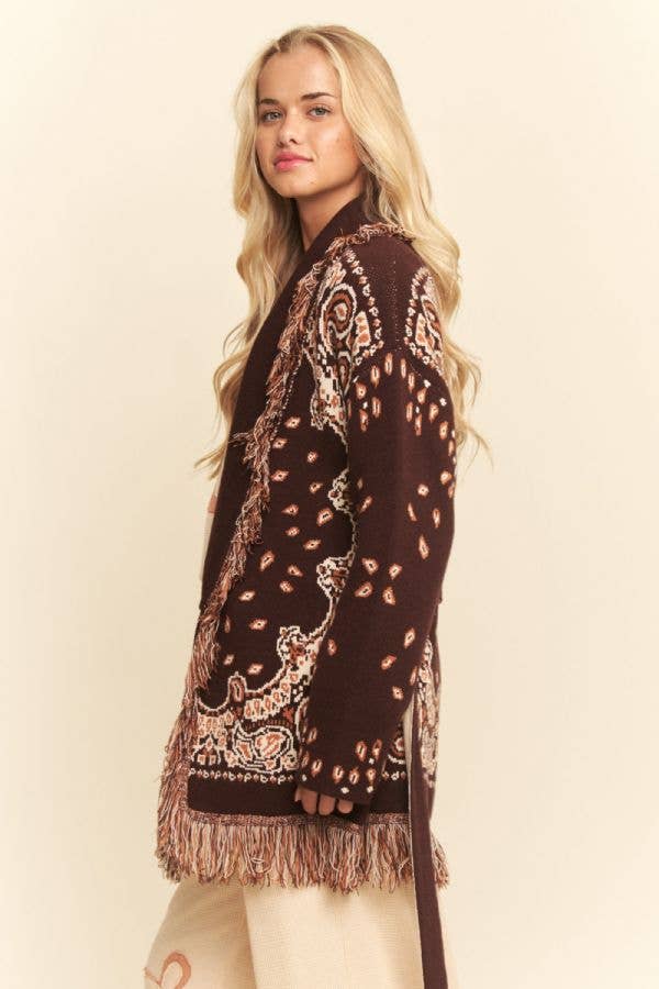 Fringe Belted Cardigan