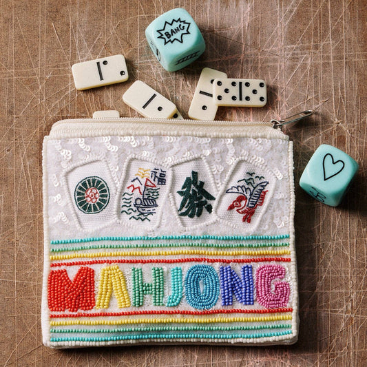 Mahjong Inspired Beaded Travel Pouch