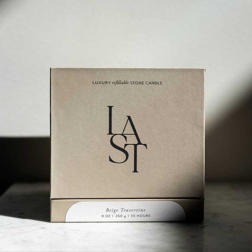 Beige Travertine Refillable Candle