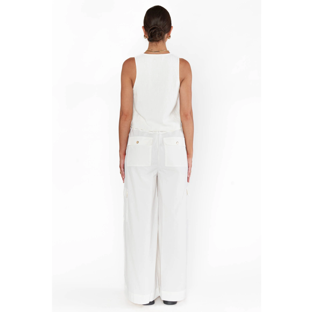 Time Out Ribbed Tie Tank Top – White (S)