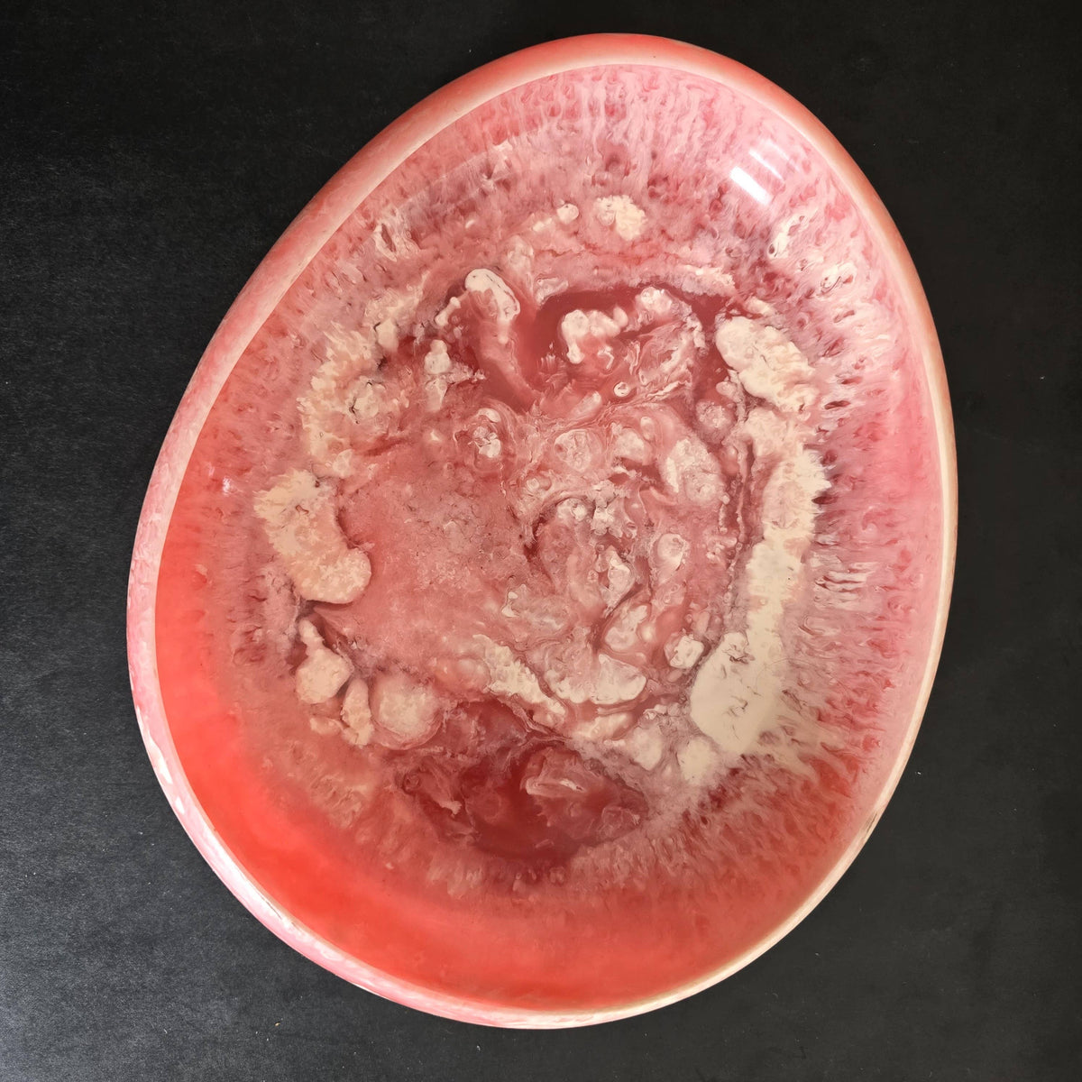Pink Resin Serving Bowl with Orange Servers