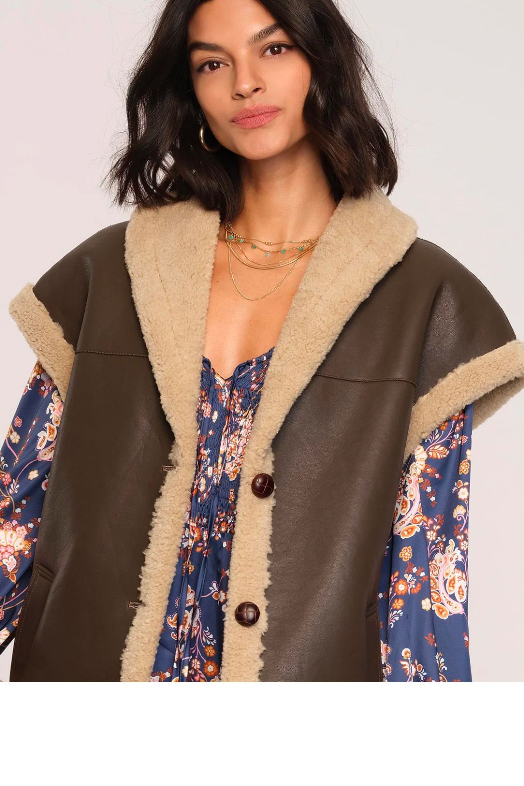 Filippa Faux Shearling Vest – Sherpa Lined