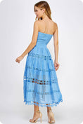 Load image into Gallery viewer, Eyelet Lace Tube Dress: Blue
