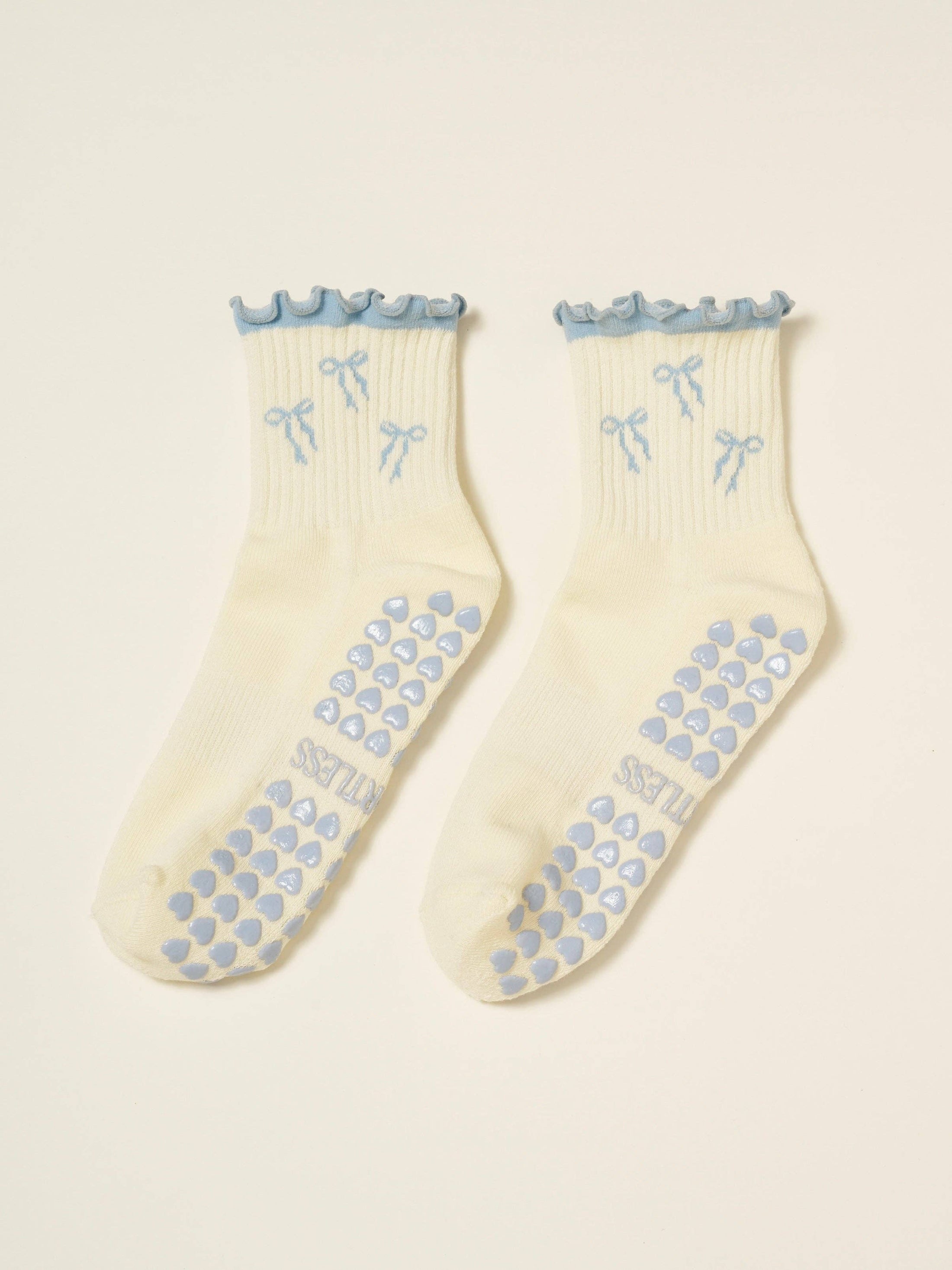 Bow Ruffle Grip Pilates Sock