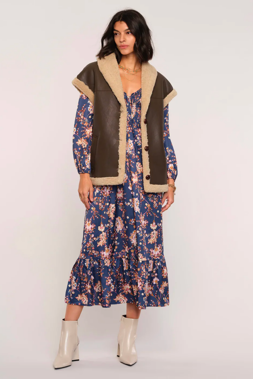 Filippa Faux Shearling Vest – Sherpa Lined