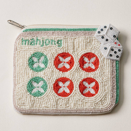 Mahjong Game Night Beaded Coin Pouch
