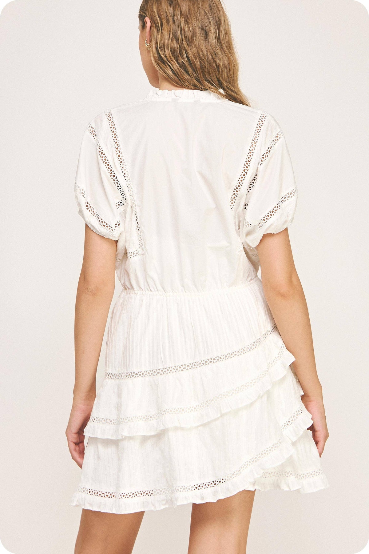 Lace Trim Cotton Mini Dress (L)