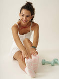 Load image into Gallery viewer, Bow Ruffle Pilates Grip Sock - Soft Pink
