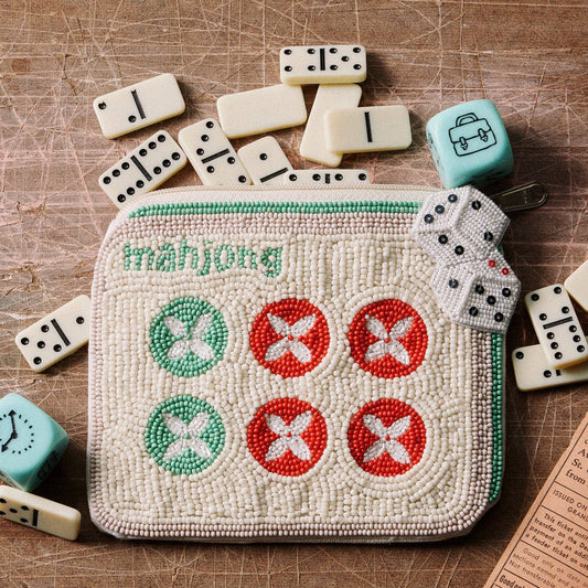 Mahjong Game Night Beaded Coin Pouch