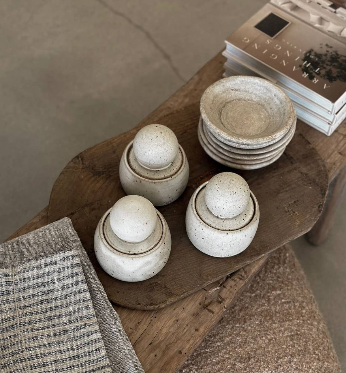 Alabaster White Stash Jars: Large