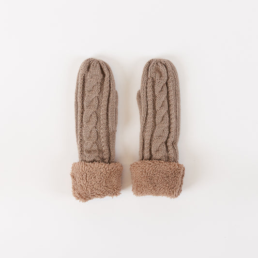 Sherpa Lined Cable Mittens Driftwood