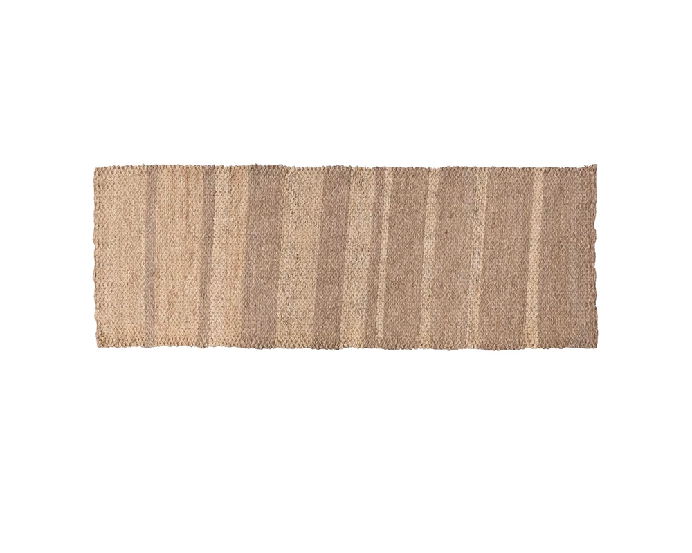 Hand-Woven Seagrass and Corn Husk Floor Runner with Stripes