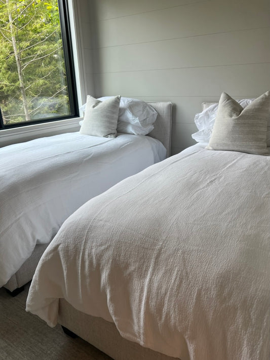 Beige Striped Pillow