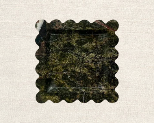 Rain Forest Green Marble Scallop Tray
