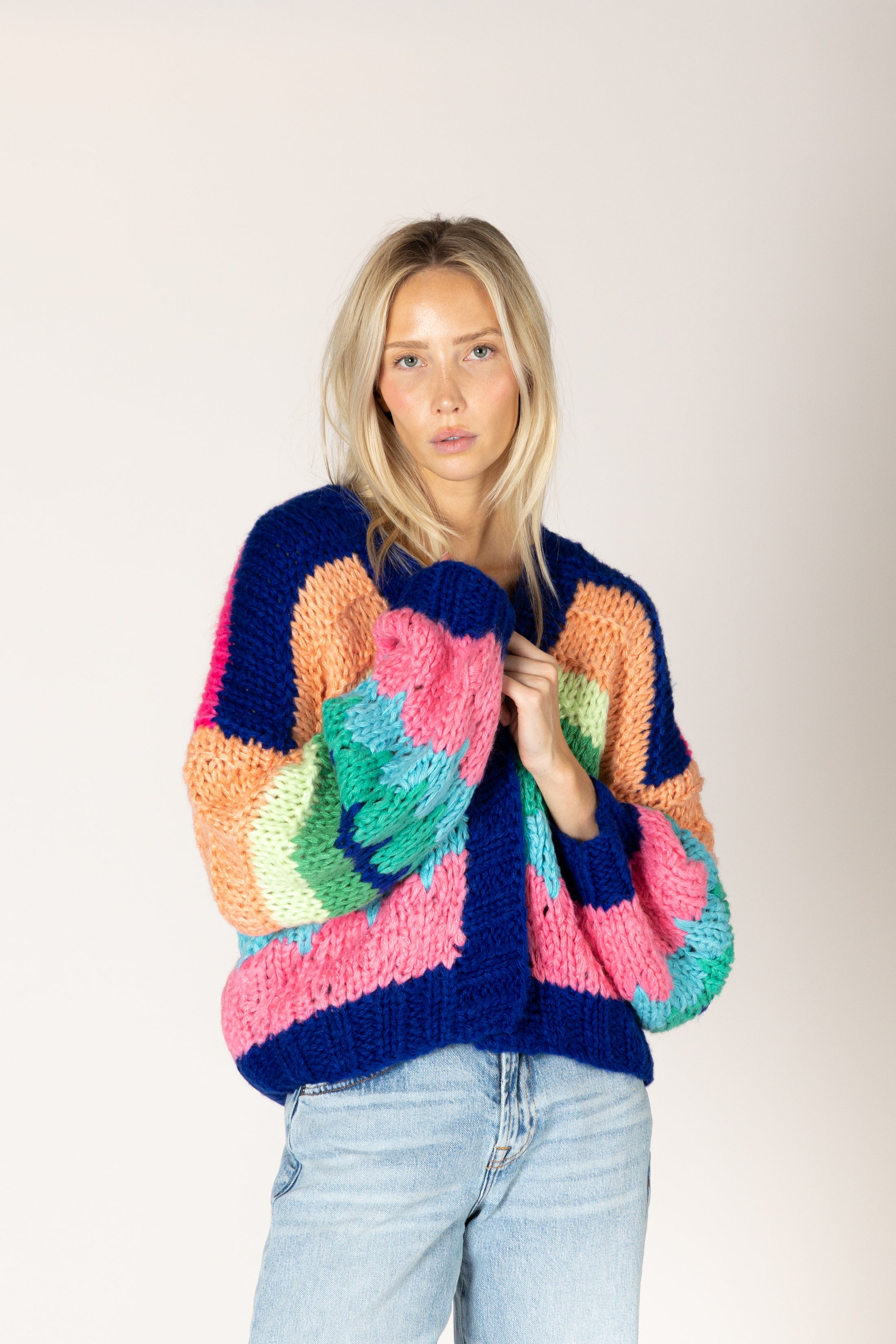Hadley Hand Knit Stripe Cardigan