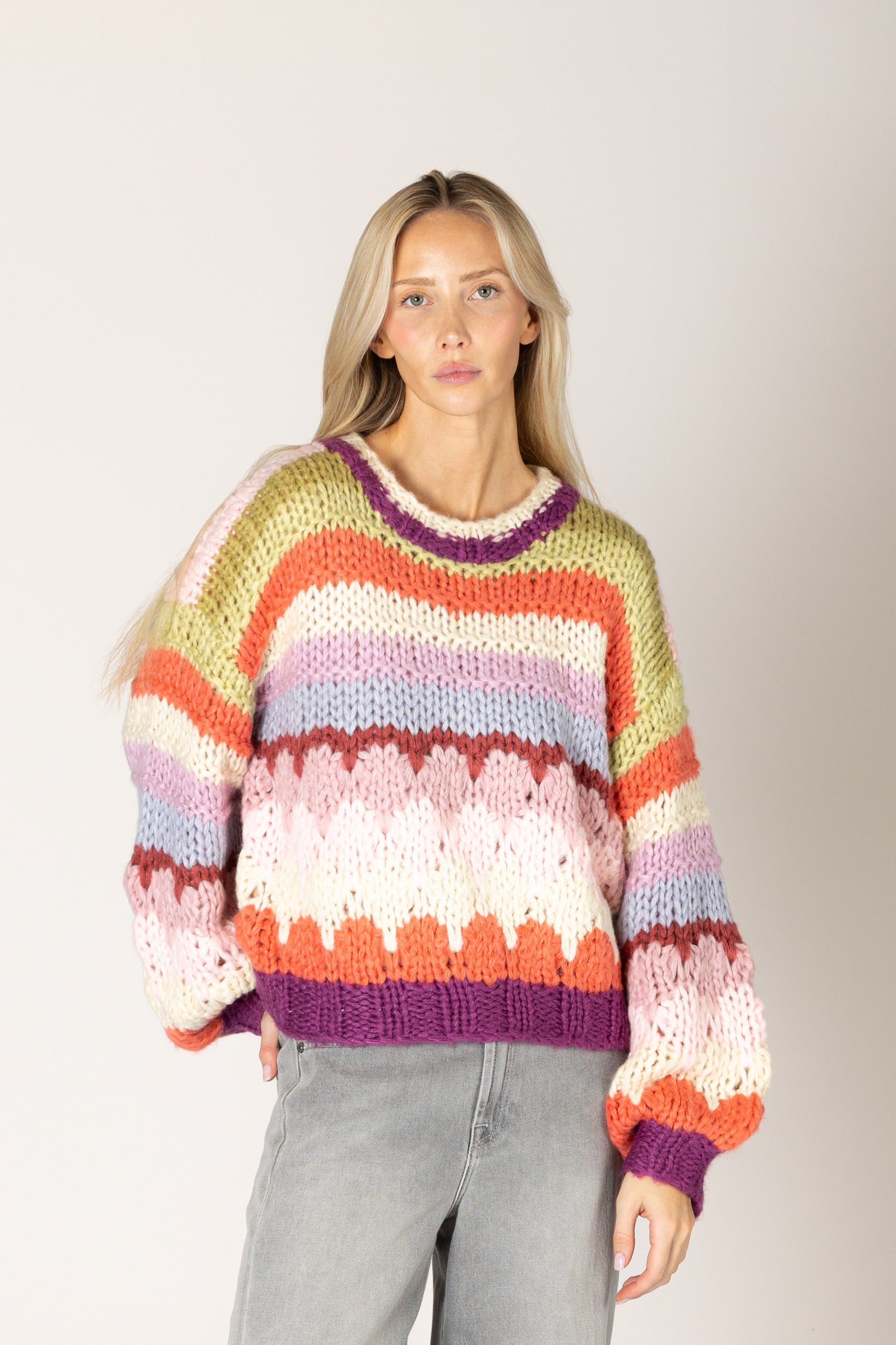 Hala Hand Knit Stripe Sweater