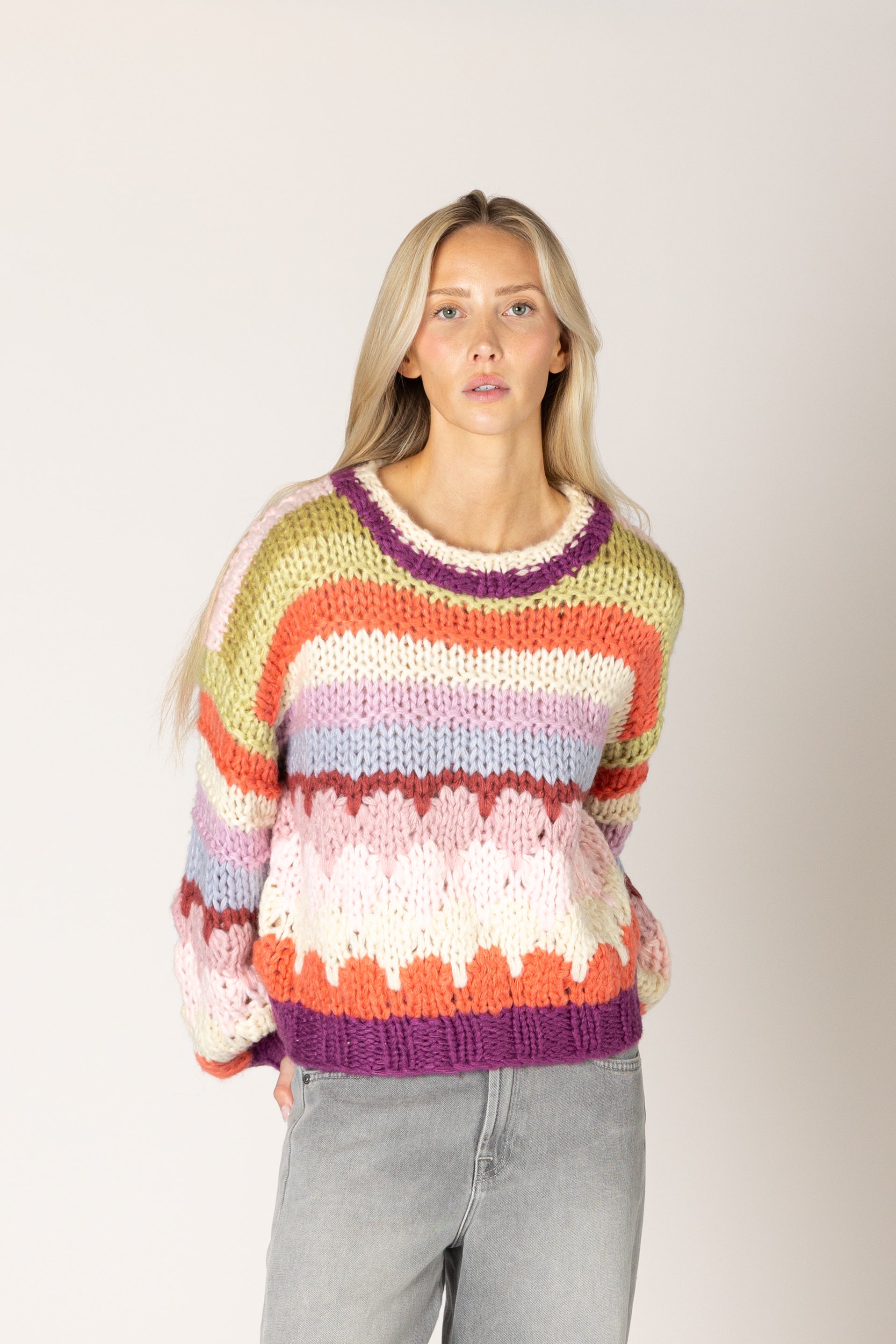 Hala Hand Knit Stripe Sweater