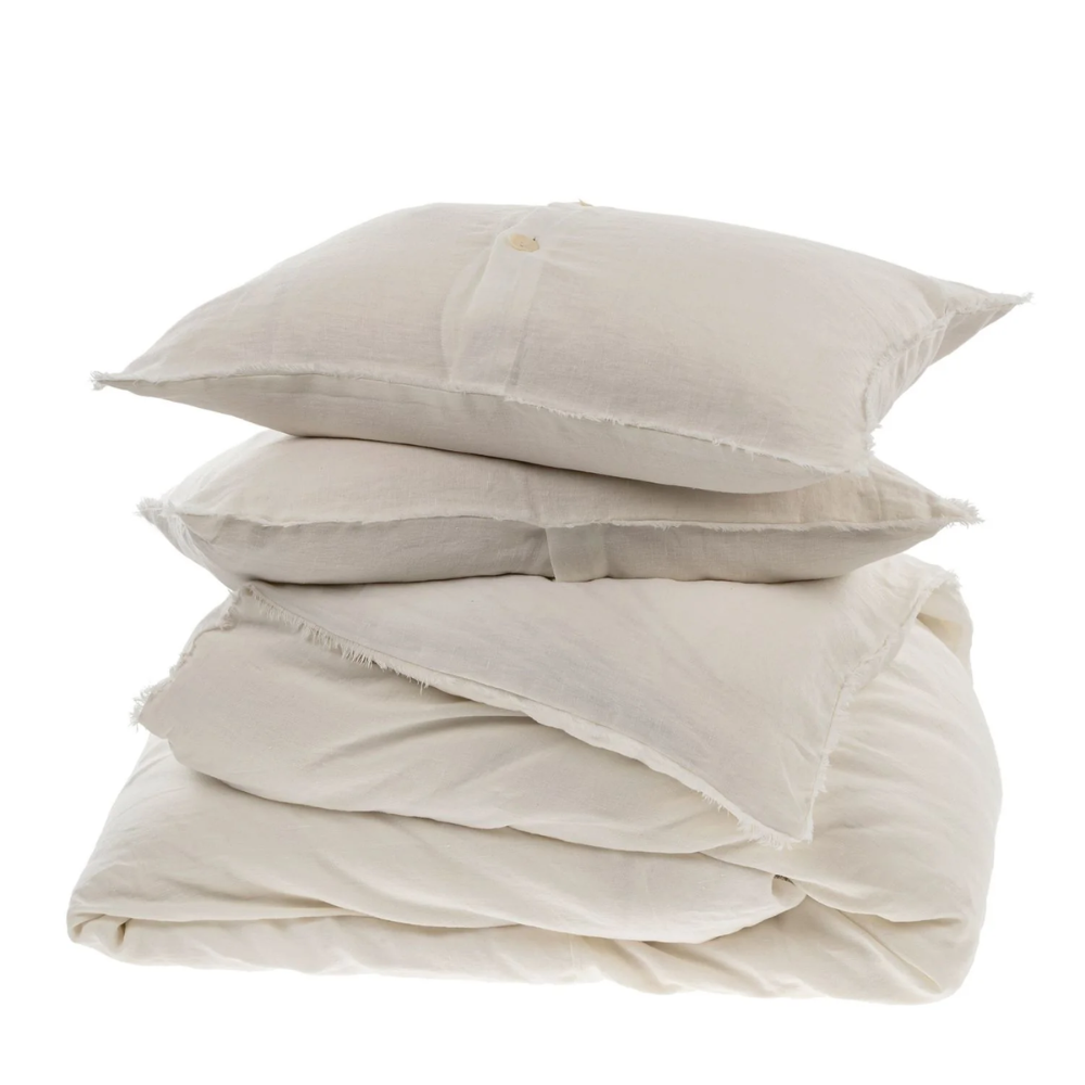 Lina Linen King Duvet Set - Ivory