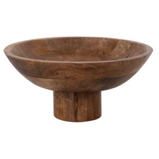 Walnut Mango Wood Footed Bowl