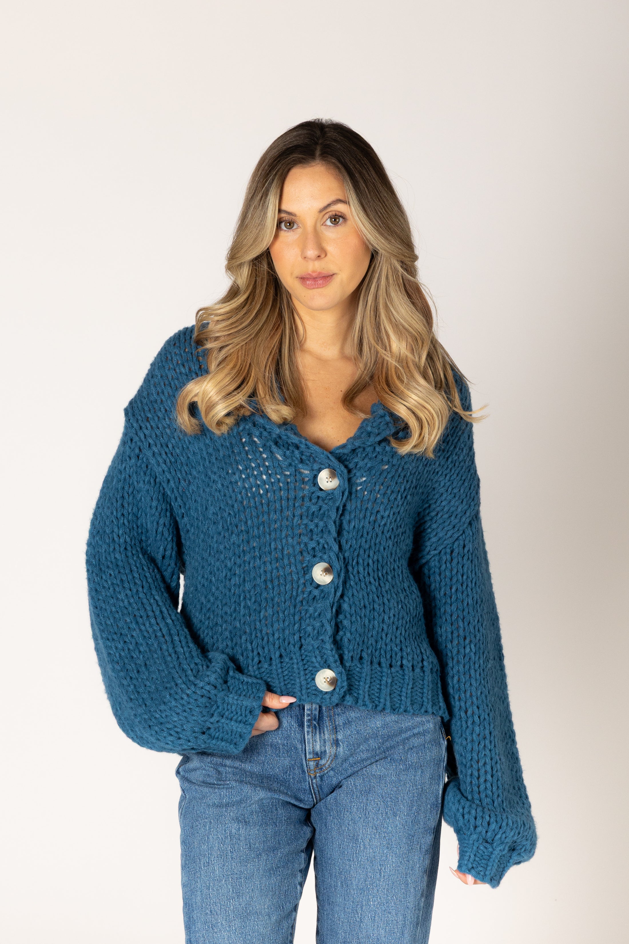 Lillian Hand Knit Heart Cardigan