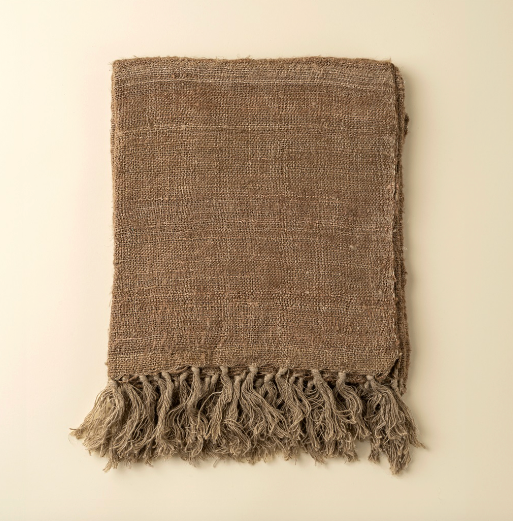 Nomad Linen Silk Throw - Brown