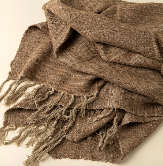 Nomad Linen Silk Throw - Brown
