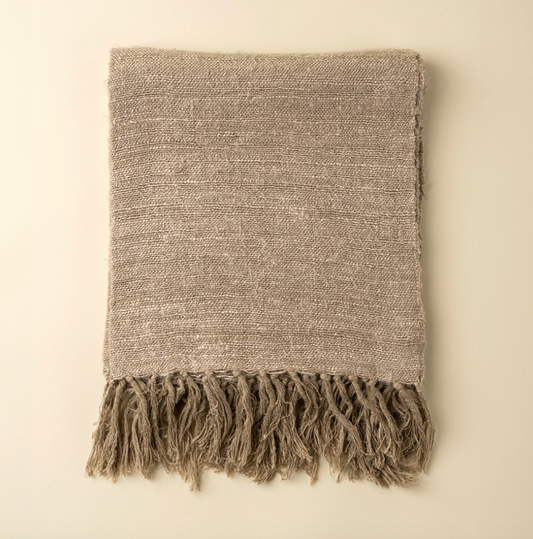 Nomad Linen Silk Throw - Fawn