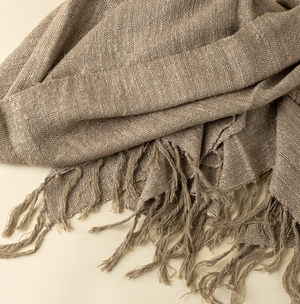Nomad Linen Silk Throw - Fawn