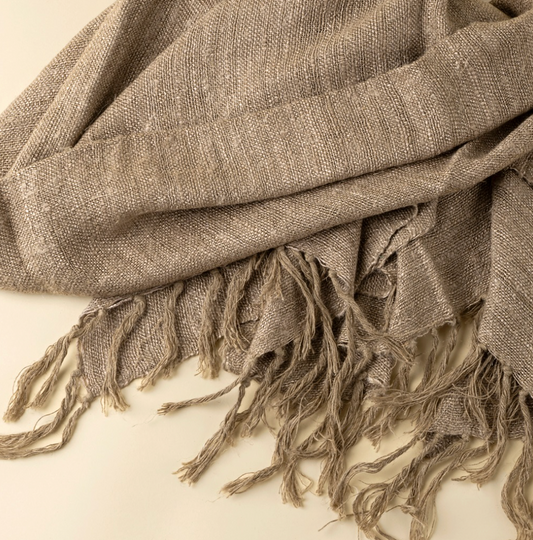 Nomad Linen Silk Throw - Fawn