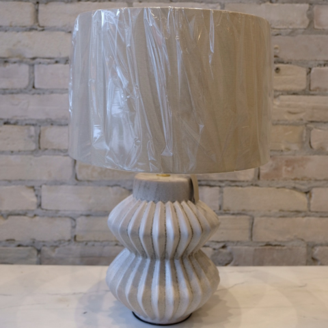 Distressed Table Lamp with Linen Shade