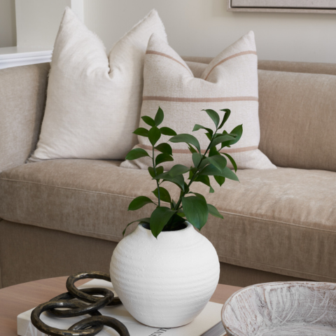 Linen Throw Pillow with Feather Down Insert, 24x24