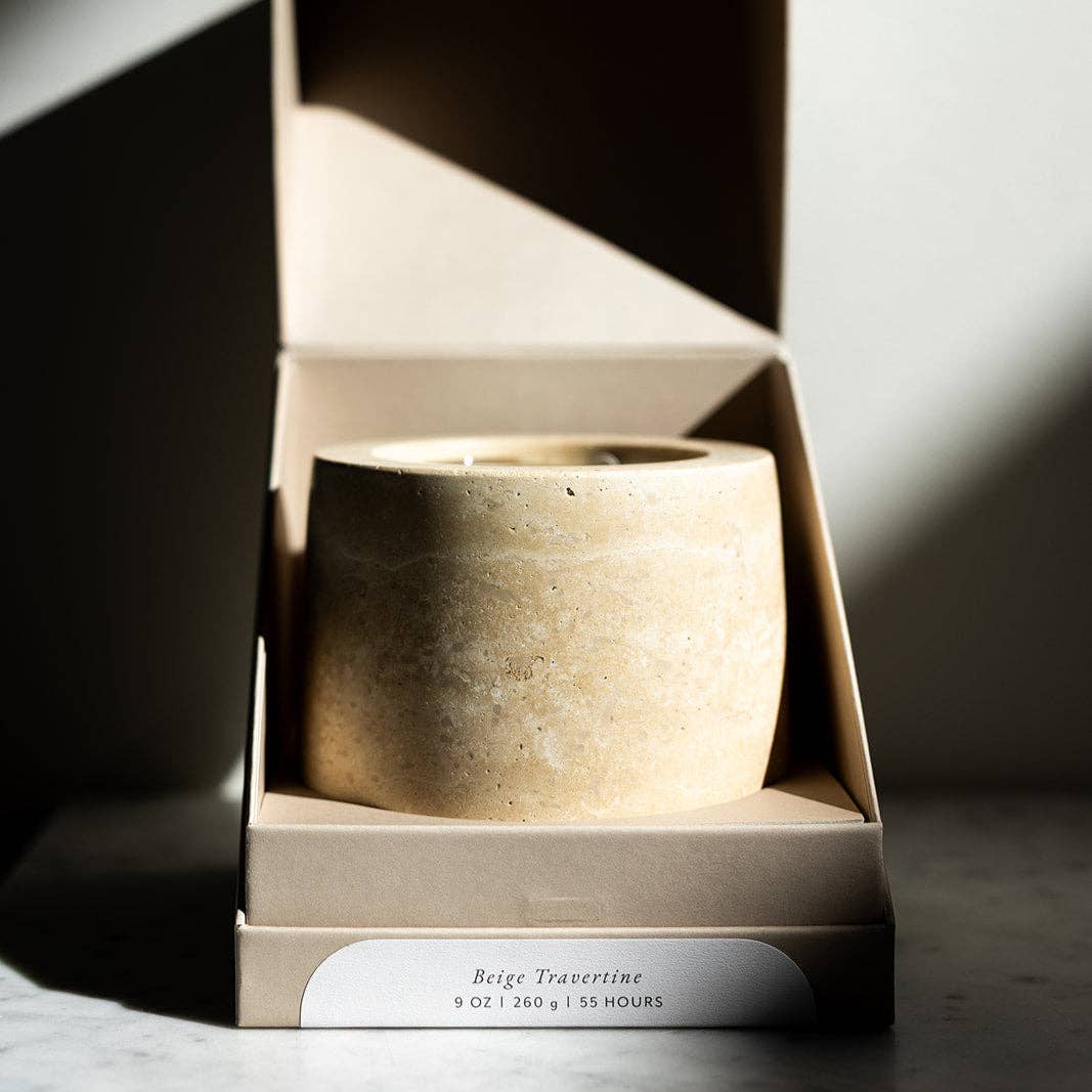 Beige Travertine Refillable Candle