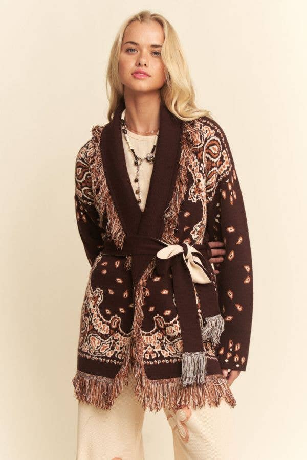 Fringe Belted Cardigan
