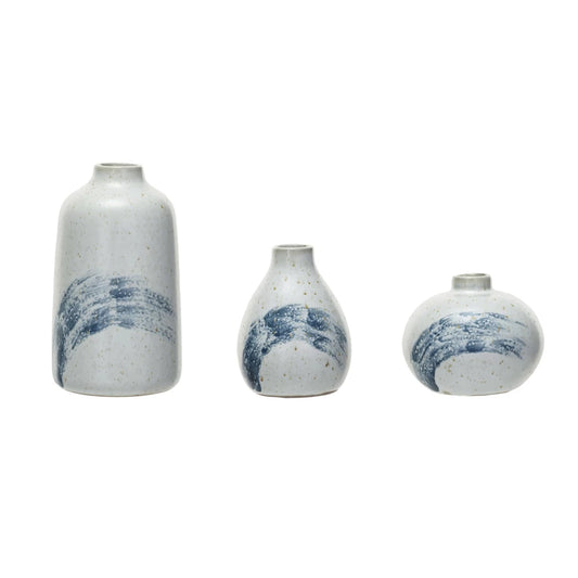 Hand-Painted Stoneware Vases