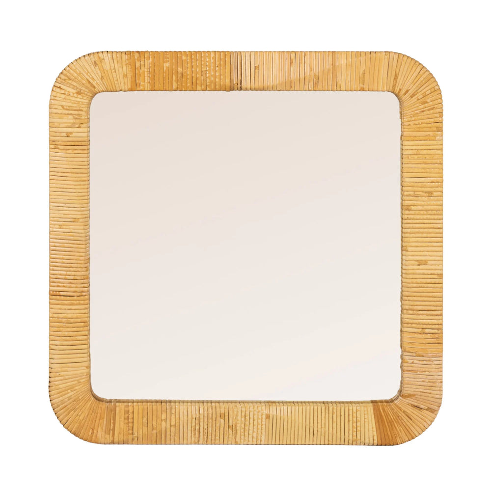 Rattan Wrapped Framed Wall Mirror