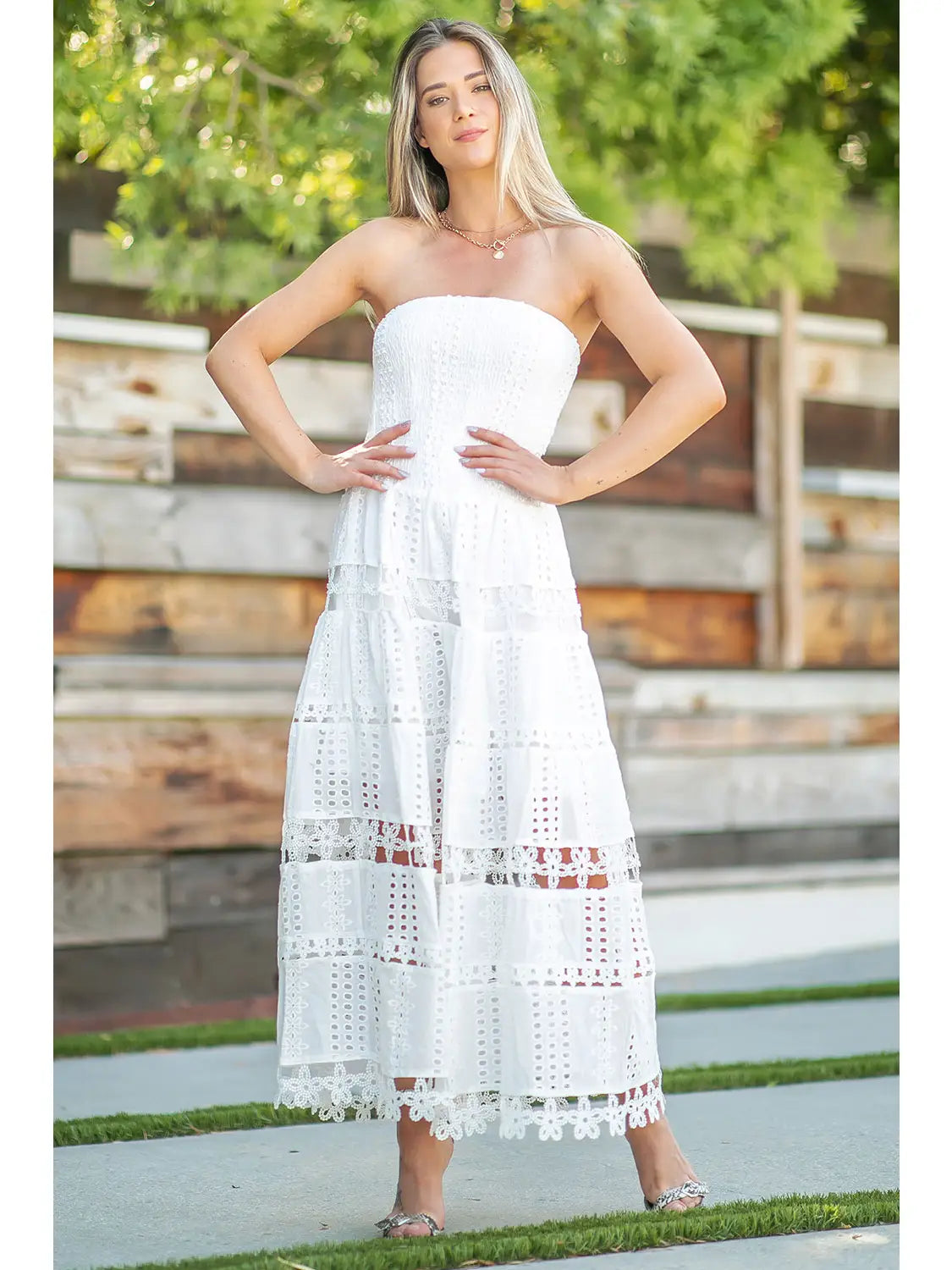 Eyelet Lace Tube Dress