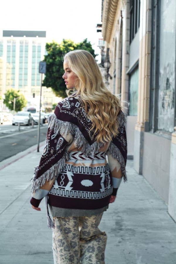 Fringe Belted Cardigan