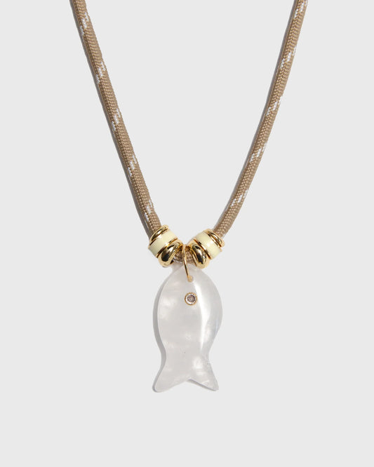 Crystal Quartz Fish Necklace